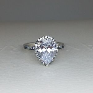 New Pandora Radiant Teardrop Clear CZ Ring #196251